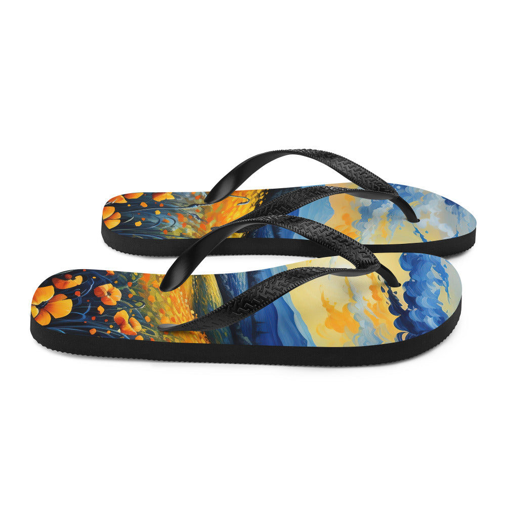 Berglandschaft mit schönen gelben Blumen - Landschaftsmalerei - Flip Flops berge xxx