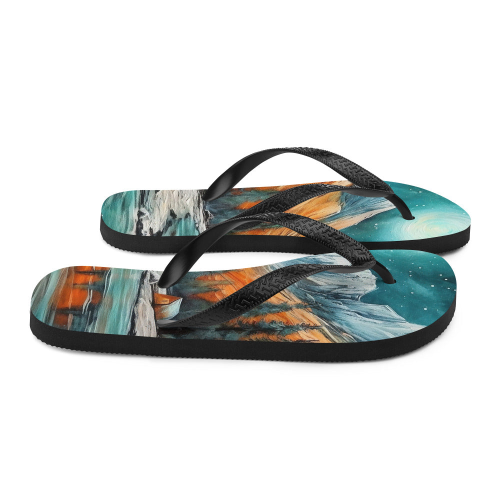 Berglandschaft und Zelte - Nachtstimmung - Landschaftsmalerei - Flip Flops camping xxx