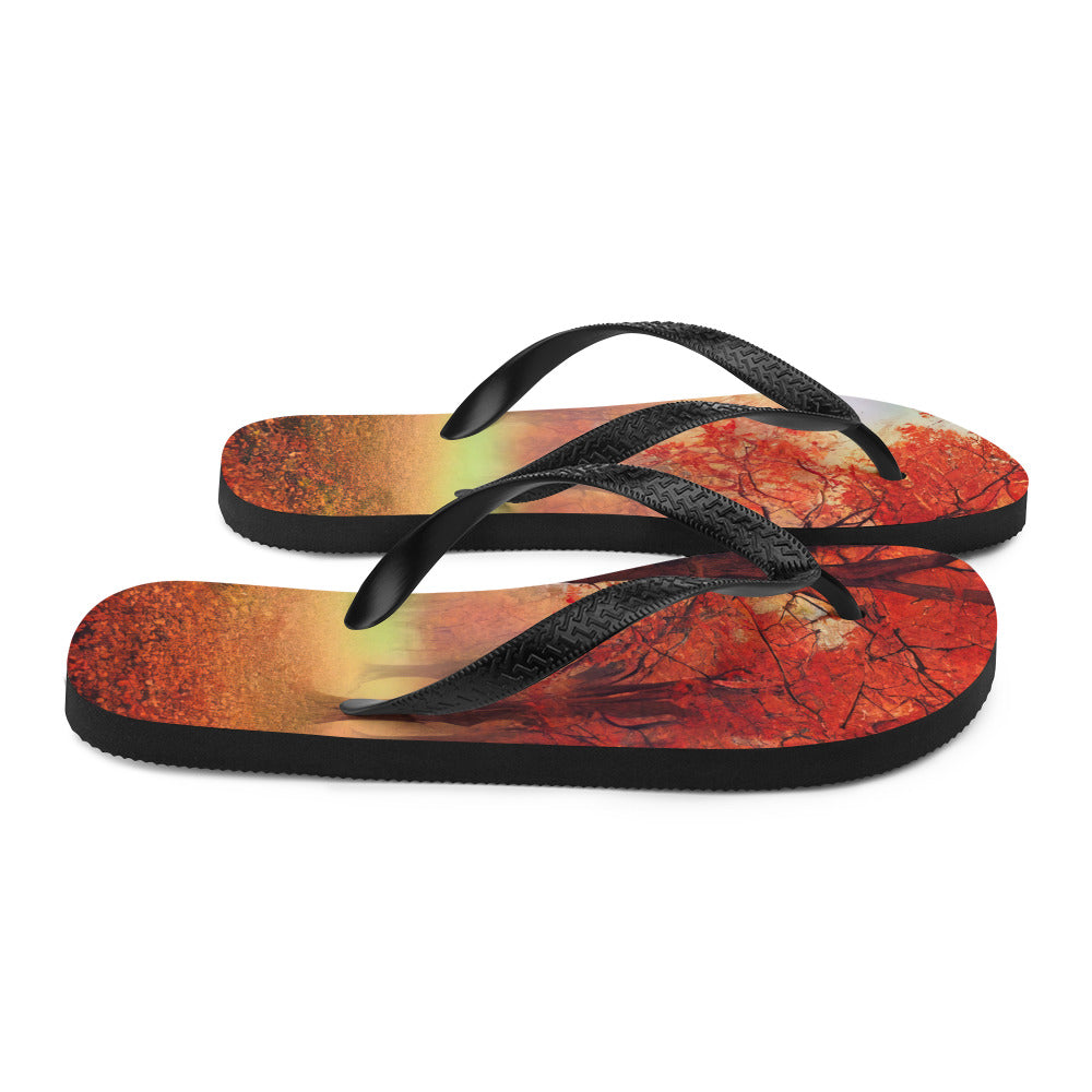 Wald im Herbst - Rote Herbstblätter - Flip Flops camping xxx