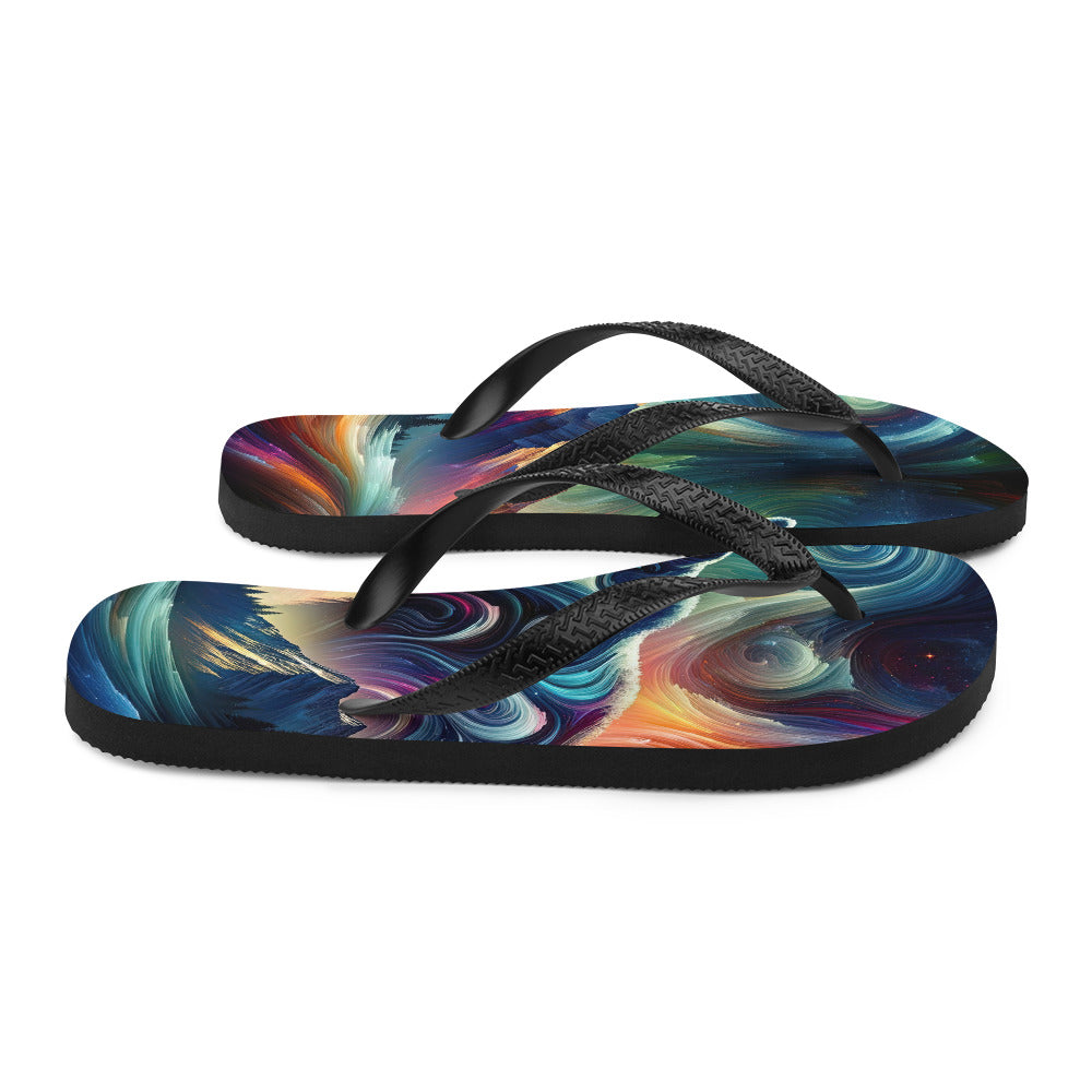 Abstrakte Kunst, die majestätischen Alpen mit Farben und komplizierten Mustern darstellt. Markante Bären Silhouette - Sublimation Flip camping xxx yyy zzz