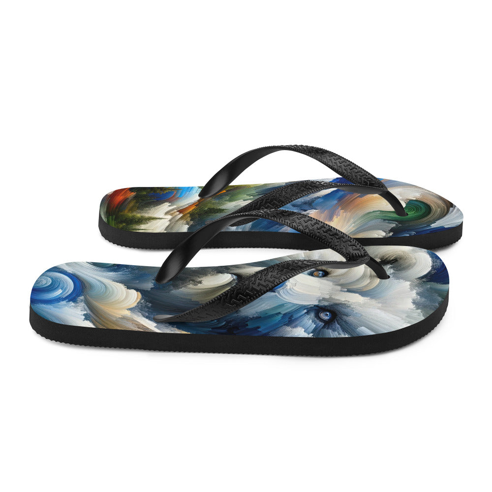 Abstrakte Alpen & Eisbär Kunst in dynamischen Farben - Flip Flops camping xxx yyy zzz