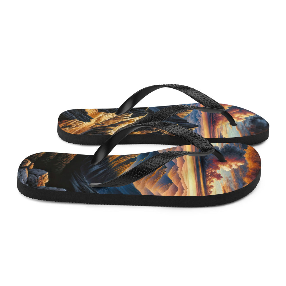 Alpen in Abenddämmerung: Acrylgemälde mit beleuchteten Berggipfeln - Flip Flops berge xxx yyy zzz