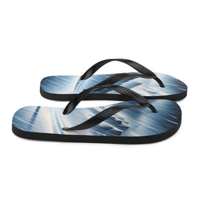 Wanderer und Bergsteiger im Schneesturm: Acrylgemälde der Alpen - Flip Flops wandern xxx yyy zzz