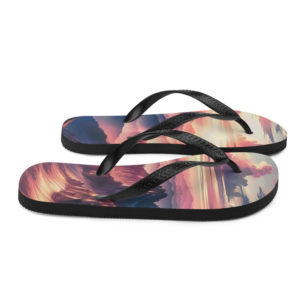 Schöne Berge bei Sonnenaufgang: Malerei in Pastelltönen - Flip Flops berge xxx yyy zzz