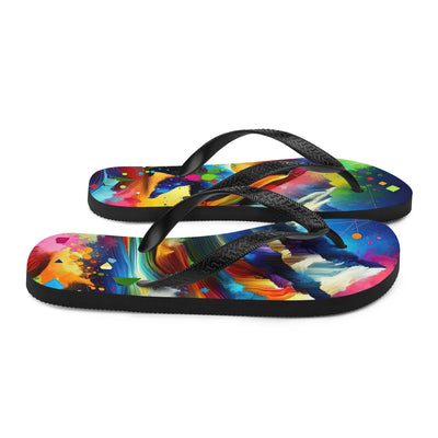 Neonfarbener Alpen Bär in abstrakten geometrischen Formen - Flip Flops camping xxx yyy zzz