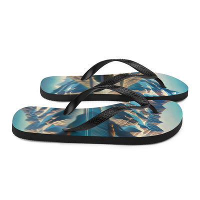 Ölgemälde eines unberührten Sees, der die Bergkette spiegelt - Flip Flops berge xxx yyy zzz