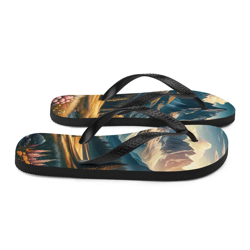 Quadratisches Kunstwerk der Alpen, majestätische Berge unter goldener Sonne - Flip Flops berge xxx yyy zzz