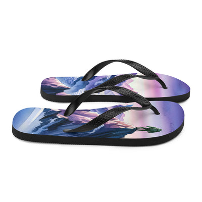 Aquarell eines Bergsteigers auf einem Alpengipfel in der Abenddämmerung - Flip Flops wandern xxx yyy zzz