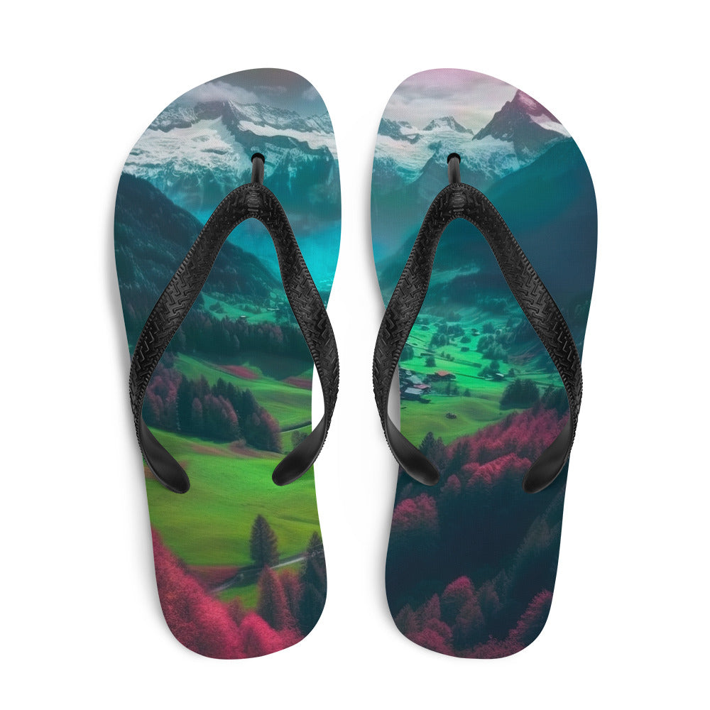 Berglandschaft und Dorf - Fotorealistische Malerei - Flip Flops berge xxx