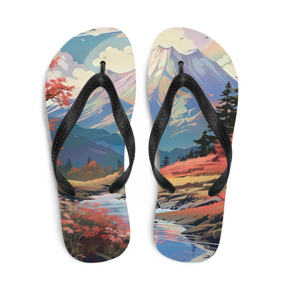 Berge. Fluss und Blumen - Malerei - Flip Flops berge xxx