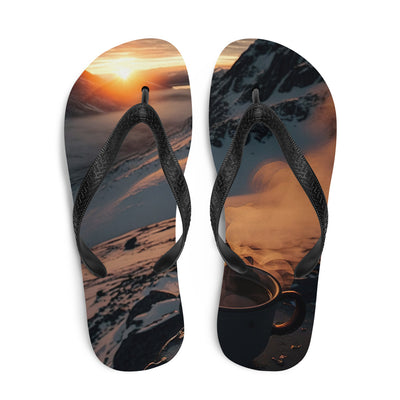 Heißer Kaffee auf einem schneebedeckten Berg - Flip Flops berge xxx