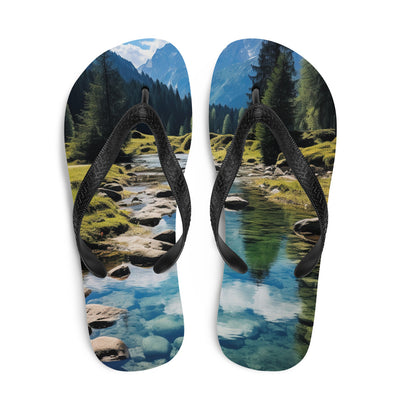 Österreichische Alpen und steiniger Bach - Flip Flops berge xxx