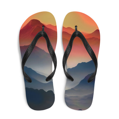 Sonnteruntergang, Gebirge und Nebel - Landschaftsmalerei - Flip Flops berge xxx