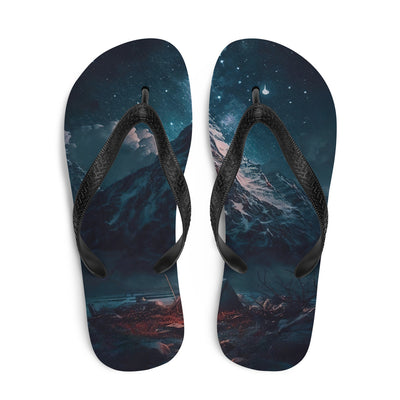 Zelt und Berg in der Nacht - Sterne am Himmel - Landschaftsmalerei - Flip Flops camping xxx