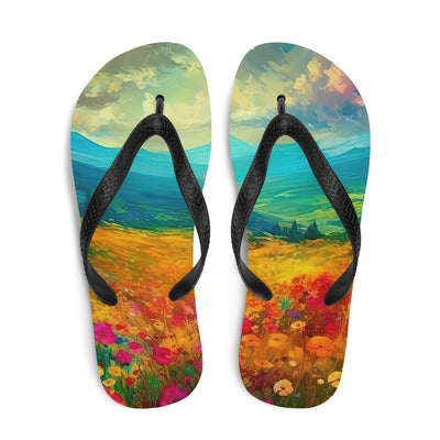 Berglandschaft und schöne farbige Blumen - Malerei - Flip Flops berge xxx