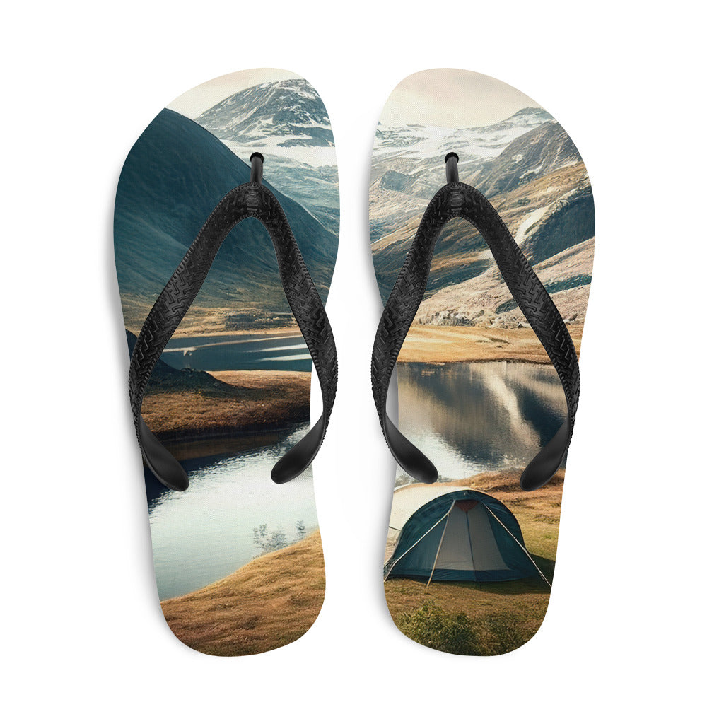 Zelt, Berge und Bergsee - Flip Flops camping xxx