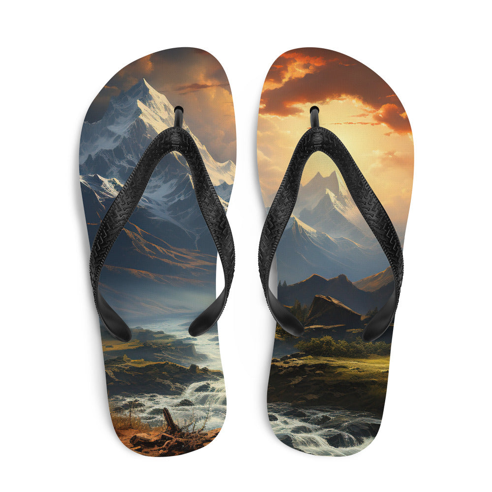 Berge, Sonne, steiniger Bach und Wolken - Epische Stimmung - Flip Flops berge xxx