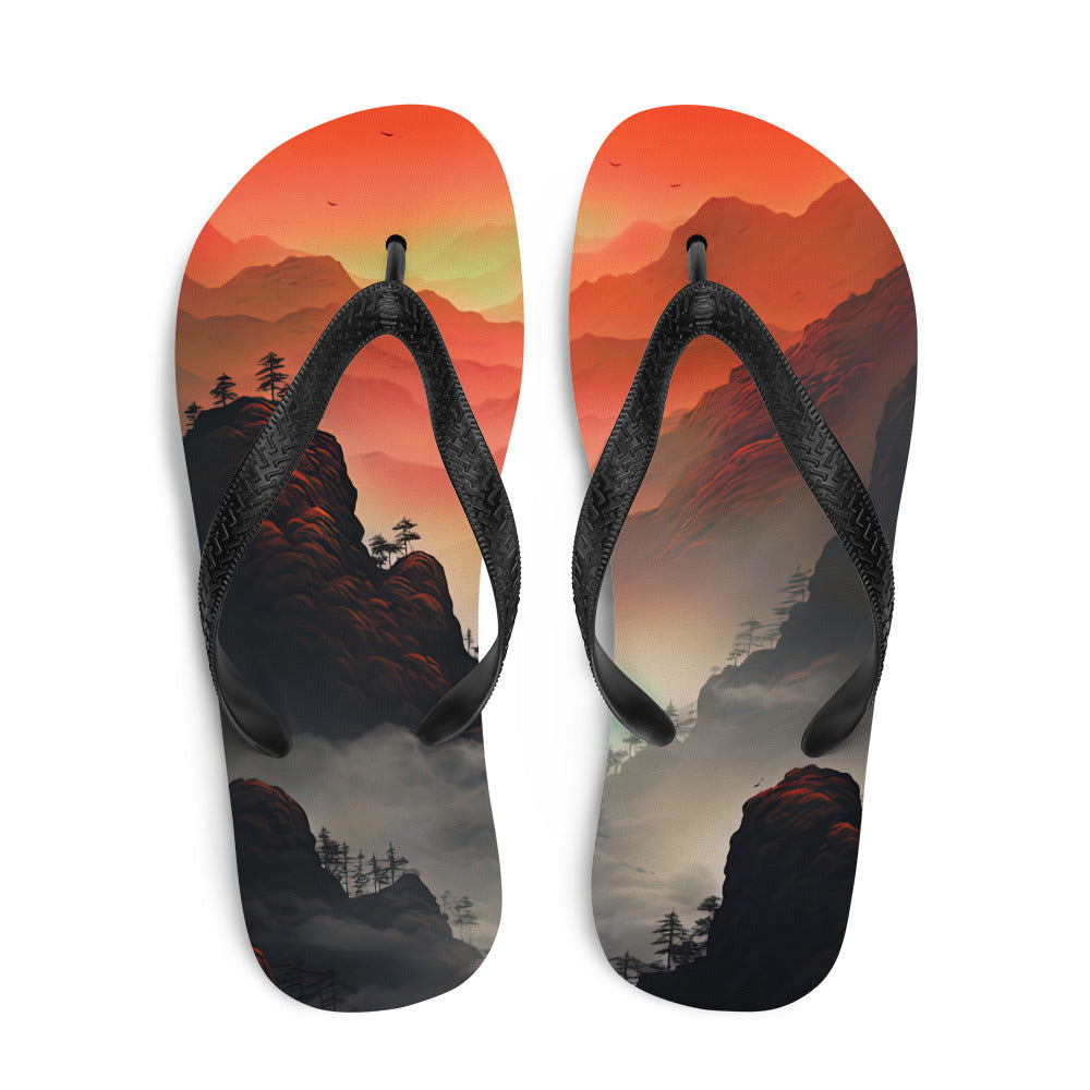 Gebirge, rote Farben und Nebel - Episches Kunstwerk - Flip Flops berge xxx