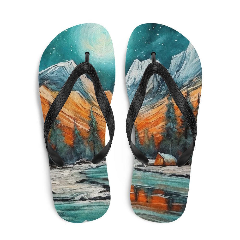 Berglandschaft und Zelte - Nachtstimmung - Landschaftsmalerei - Flip Flops camping xxx