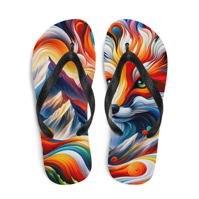 Abstrakte Kunst der Alpen voller lebendiger Farben und dynamischer Bewegung. Es dominiert ein farbiger Fuchs - Flip Flops camping xxx yyy zzz