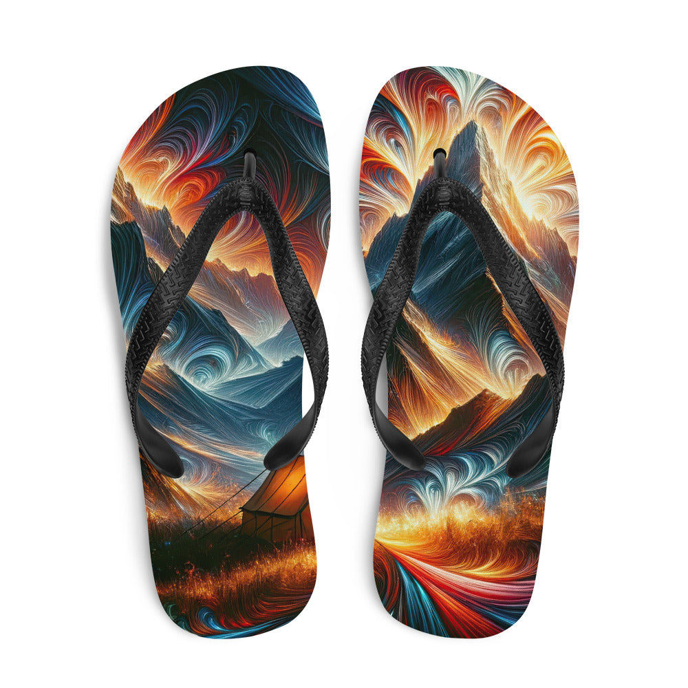 Abstrakte Kunst der Alpen, wo die Berge mit dynamischen Farben und Mustern pulsieren und eine Szene Energie schaffen - Sublimation Flip camping xxx yyy zzz