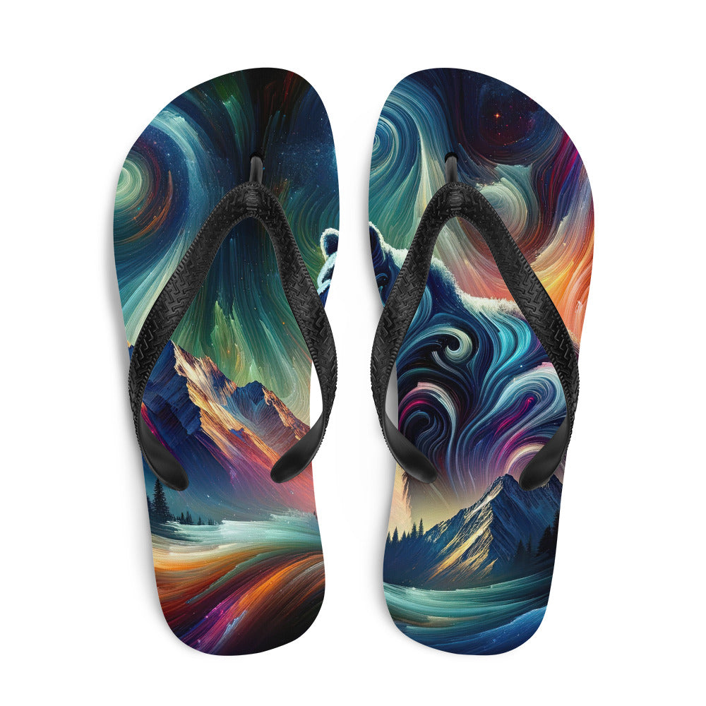 Abstrakte Kunst, die majestätischen Alpen mit Farben und komplizierten Mustern darstellt. Markante Bären Silhouette - Sublimation Flip camping xxx yyy zzz