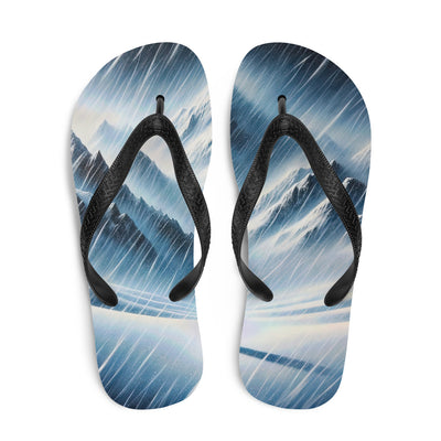 Wanderer und Bergsteiger im Schneesturm: Acrylgemälde der Alpen - Flip Flops wandern xxx yyy zzz