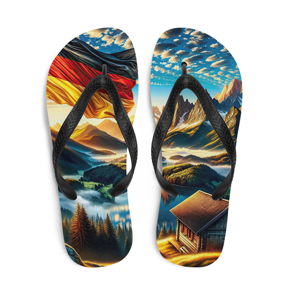 Alpen Gebirge im Morgenlicht: Kunstwerk mit Deutsche Flagge - Flip Flops berge xxx yyy zzz