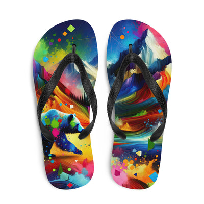 Neonfarbener Alpen Bär in abstrakten geometrischen Formen - Flip Flops camping xxx yyy zzz