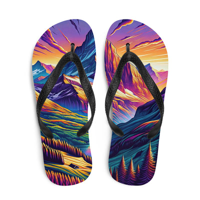 Bergpracht mit Schweizer Flagge: Farbenfrohe Illustration einer Berglandschaft - Flip Flops berge xxx yyy zzz