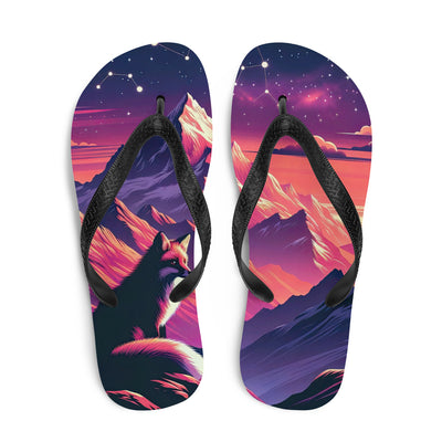 Fuchs im dramatischen Sonnenuntergang: Digitale Bergillustration in Abendfarben - Flip Flops camping xxx yyy zzz