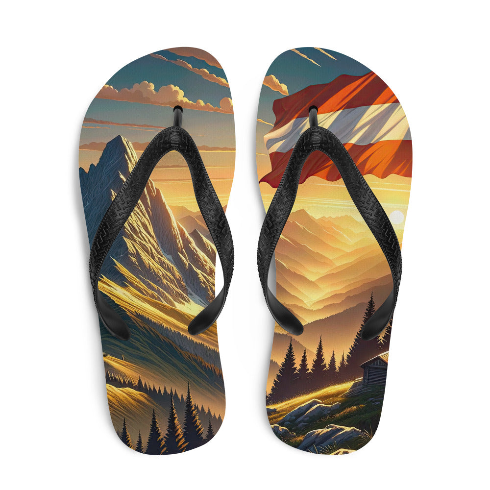 Ruhiger Alpenabend mit österreichischer Flagge und goldenem Sonnenuntergang - Flip Flops berge xxx yyy zzz