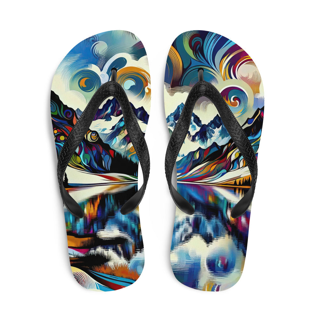 Alpensee im Zentrum eines abstrakt-expressionistischen Alpen-Kunstwerks - Flip Flops berge xxx yyy zzz