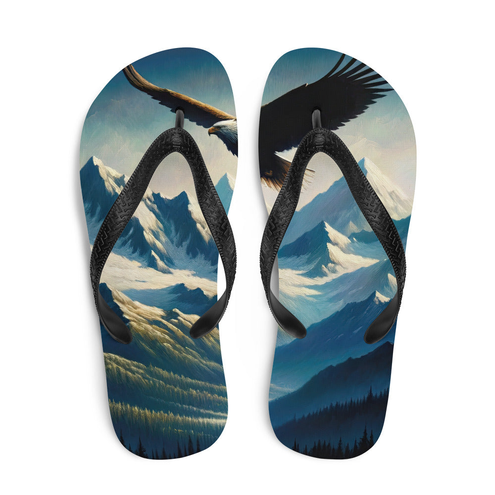 Ölgemälde eines Adlers vor schneebedeckten Bergsilhouetten - Flip Flops berge xxx yyy zzz