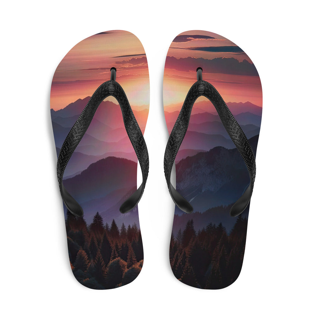 Foto der Alpenwildnis beim Sonnenuntergang, Himmel in warmen Orange-Tönen - Flip Flops berge xxx yyy zzz