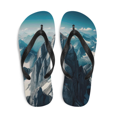 Foto der Alpen mit Gipfelkreuz an einem klaren Tag, schneebedeckte Spitzen vor blauem Himmel - Flip Flops berge xxx yyy zzz