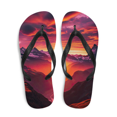 Foto der Schweizer Alpen im Sonnenuntergang, Himmel in surreal glänzenden Farbtönen - Flip Flops wandern xxx yyy zzz