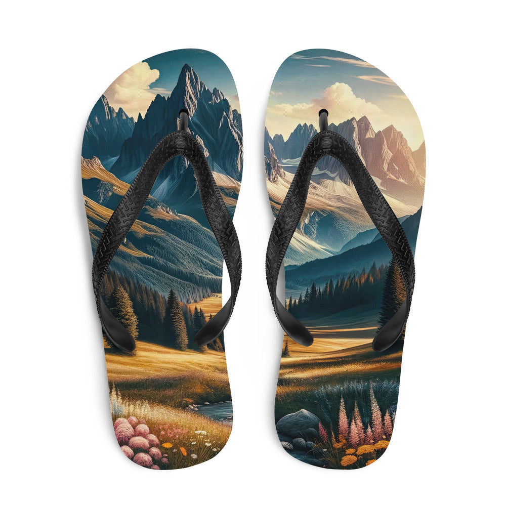 Quadratisches Kunstwerk der Alpen, majestätische Berge unter goldener Sonne - Flip Flops berge xxx yyy zzz