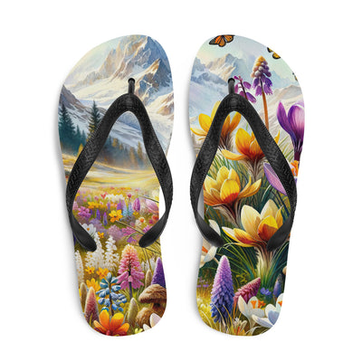 Aquarell einer ruhigen Almwiese, farbenfrohe Bergblumen in den Alpen - Flip Flops berge xxx yyy zzz