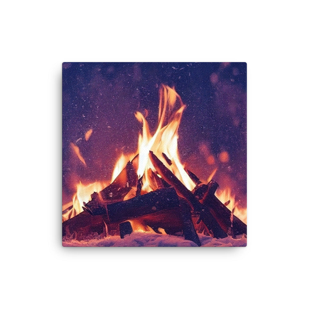 Lagerfeuer im Winter - Campingtrip Foto - Dünne Leinwand camping xxx 30.5 x 30.5 cm