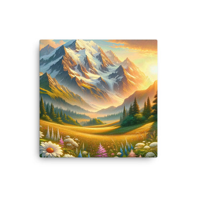 Heitere Alpenschönheit: Schneeberge und Wildblumenwiesen - Dünne Leinwand berge xxx yyy zzz 30.5 x 30.5 cm