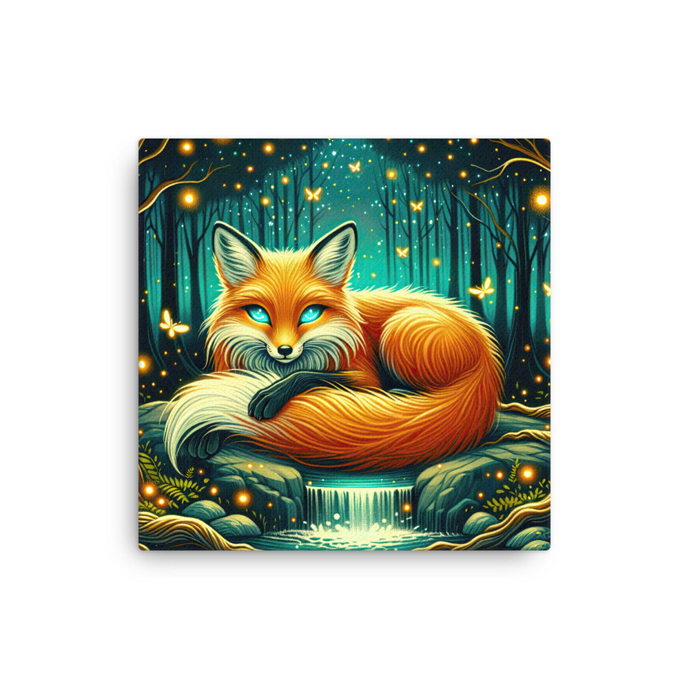 Bezaubernder Fuchs auf erleuchteter mystischer Waldlichtung - Dünne Leinwand camping xxx yyy zzz 30.5 x 30.5 cm