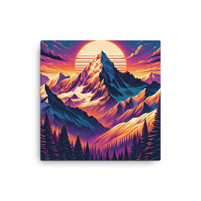 Lebendiger Alpen-Sonnenuntergang, schneebedeckte Gipfel in warmen Tönen - Dünne Leinwand berge xxx yyy zzz 30.5 x 30.5 cm