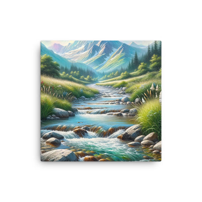 Sanfter Gebirgsbach in Ölgemälde, klares Wasser über glatten Felsen - Dünne Leinwand berge xxx yyy zzz 30.5 x 30.5 cm