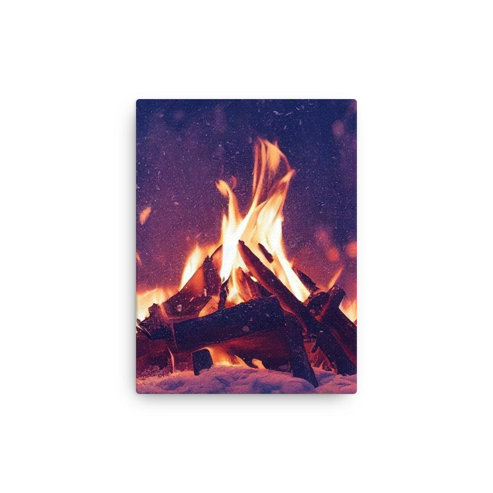 Lagerfeuer im Winter - Campingtrip Foto - Dünne Leinwand camping xxx 30.5 x 40.6 cm