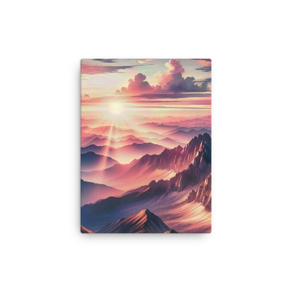 Schöne Berge bei Sonnenaufgang: Malerei in Pastelltönen - Dünne Leinwand berge xxx yyy zzz 30.5 x 40.6 cm