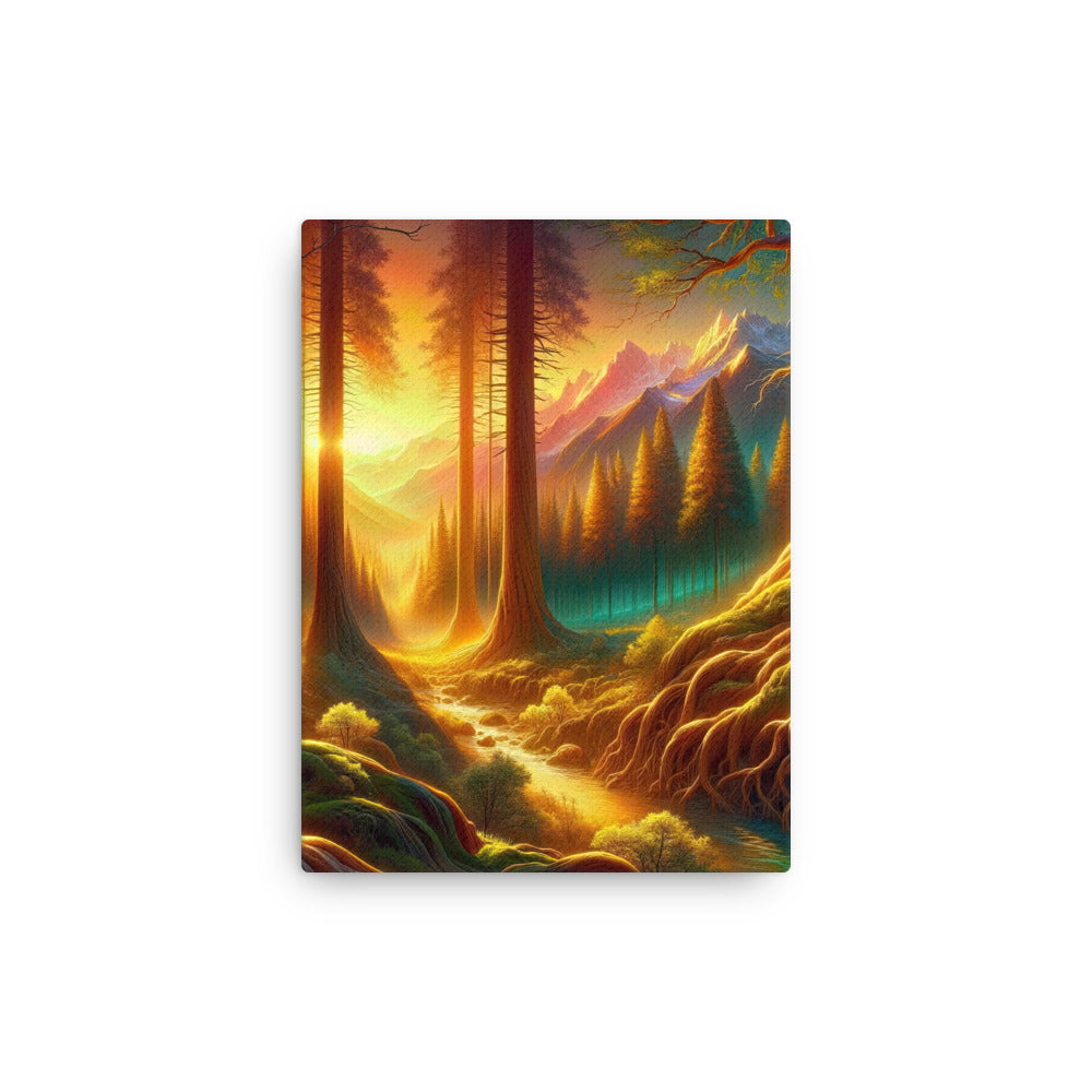 Golden-Stunde Alpenwald, Sonnenlicht durch Blätterdach - Dünne Leinwand camping xxx yyy zzz 30.5 x 40.6 cm