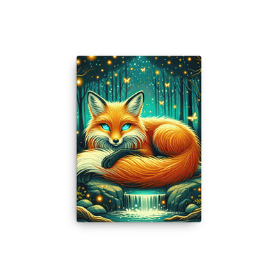 Bezaubernder Fuchs auf erleuchteter mystischer Waldlichtung - Dünne Leinwand camping xxx yyy zzz 30.5 x 40.6 cm