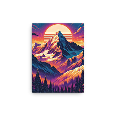 Lebendiger Alpen-Sonnenuntergang, schneebedeckte Gipfel in warmen Tönen - Dünne Leinwand berge xxx yyy zzz 30.5 x 40.6 cm