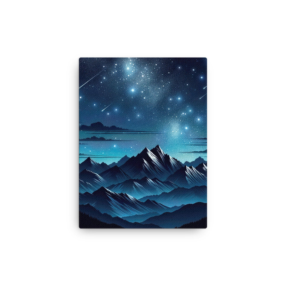 Alpen unter Sternenhimmel mit glitzernden Sternen und Meteoren - Dünne Leinwand berge xxx yyy zzz 30.5 x 40.6 cm